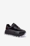 Skórzane Damskie Sneakersy Na Platformie Big Star RR274873 HI-POLY SYSTEM Czarne