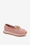 Sneakersy Slip On Ze Złotym Detalem GOE TT2N4081 Różowe