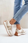 Sneakersy Buty Sportowe Na Platformie Damskie Beżowe Thari 