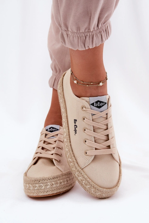 Trampki Damskie Z Plecionką Lee Cooper LCW-25-44-3215 Beżowe