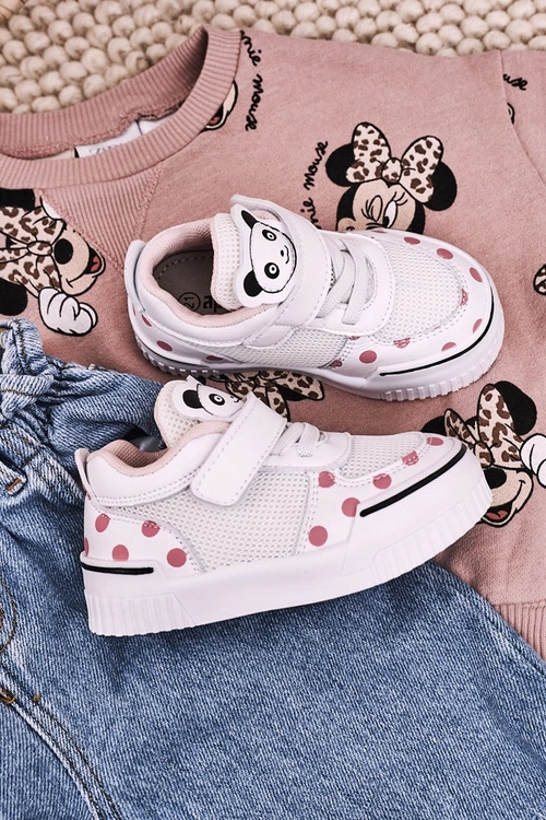 Dziecięce Sportowe Buty Z Pandą Biało Różowe Chico