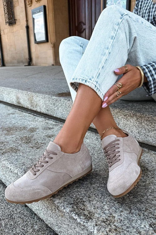 Sneakersy Barefoot Z Naturalnego Zamszu Zazoo N1422 Beżowe