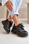 Buty Sportowe Sneakersy Damskie Na Masywnej Podeszwie Czarne Lerista 