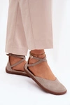 Zamszowe Baleriny Damskie Barefoot Z Paskami Zazoo 320 Cappuccino