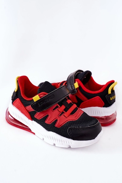 Dziecięce Sportowe Buty Na Rzep ABCKIDS Czarno-Czerwone