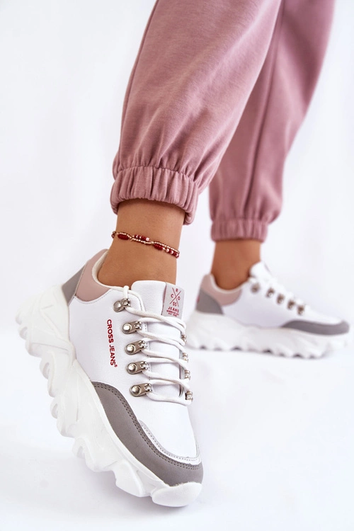 Damskie Sneakersy Na Platformie Cross Jeans KK2R4071C Białe