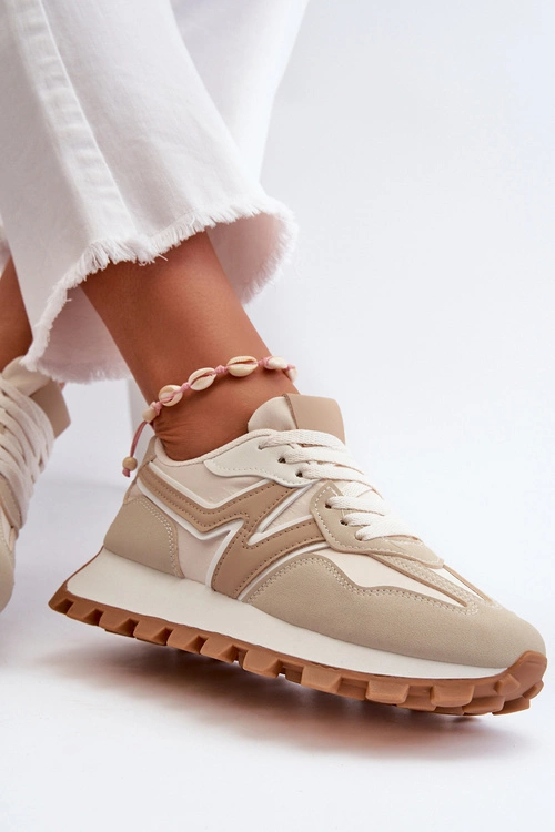 Sneakersy Buty Sportowe Damskie Beżowe Kalelia