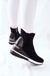 Botki Damskie na Koturnie Czarne Greenfort