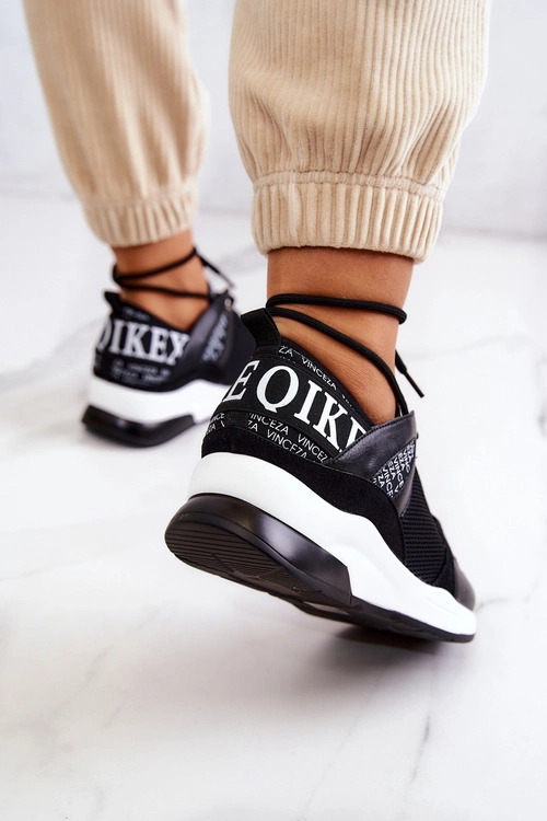 Sportowe Buty Sneakersy Na Koturnie Czarne Lorey