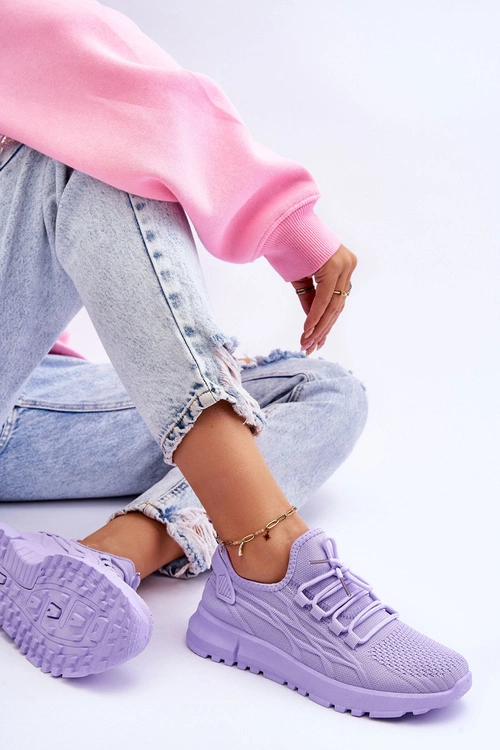 Damskie Wsuwane Buty Sportowe Sneakersy Fioletowe Rosett
