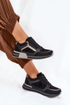 Buty Sportowe Damskie Z Suwakiem Na Platformie Czarne Larys