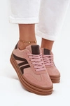 Sztruksowe Sneakersy Damskie Na Platformie Różowe Skye