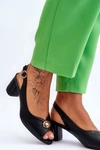 Modne Skórzane Sandały Na Obcasie Czarne Hette