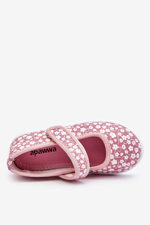 Dziecięce Baleriny Na Rzep W Print Różowe Selah