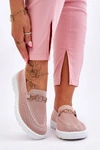 Damskie Wsuwane Tenisówki Slip-On Z Ozdobą Różowe Alena