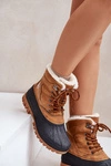 Śniegowce Damskie Sznurowane Z Futerkiem Lee Cooper LCJ-24-44-2869 Camel