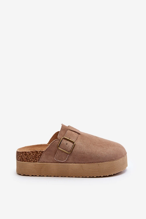Klapki Damskie Chodaki Na Platformie Beżowe Jorffia