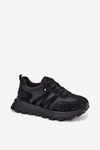 Skórzane Zamszowe Sneakersy Damskie Na Platformie Vinceza 41520 Czarne