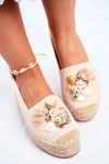 Espadryle Damskie Na Platformie Lniane Beżowe Denver