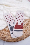 Damskie Skarpetki Antypoślizgowe Ciepłe Szare ze Słodkimi Kotami