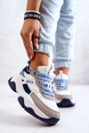 Damskie Sneakersy Buty Sportowe Big Star JJ274580 Biało-Niebieskie