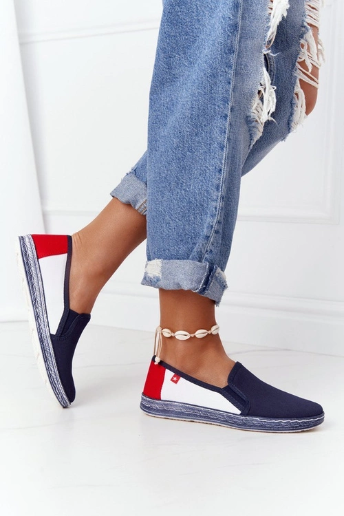 Damskie Espadryle Big Star HH276008 Granatowo-Białe