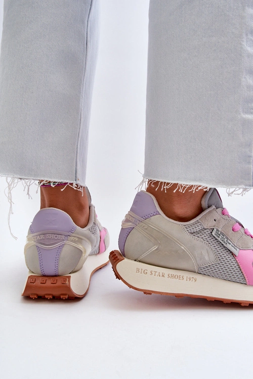 Sneakersy Damskie Na Platformie Memory Foam System Big Star NN274680 Szaro-Różowe