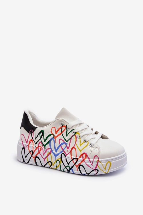 Damskie Sneakersy Z Sercami Białe Claral