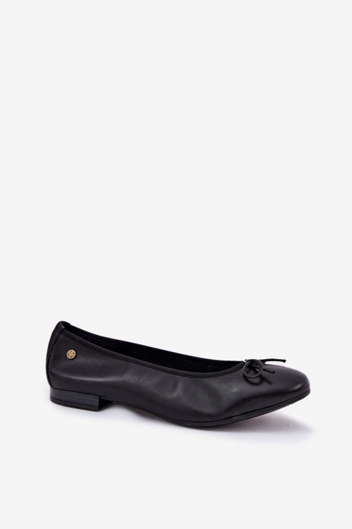 Skórzane Baleriny Damskie Maciejka P6800-01 Czarne