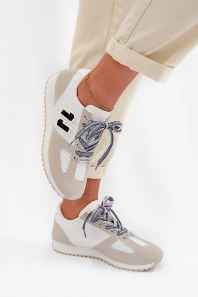 Sneakersy Damskie Z Ozdobnym Sznurowaniem Szare Henira 