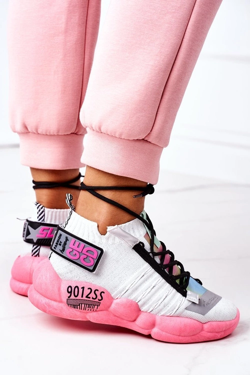 Damskie Sportowe Buty Sneakersy Biało-Różowe Bubble Tea