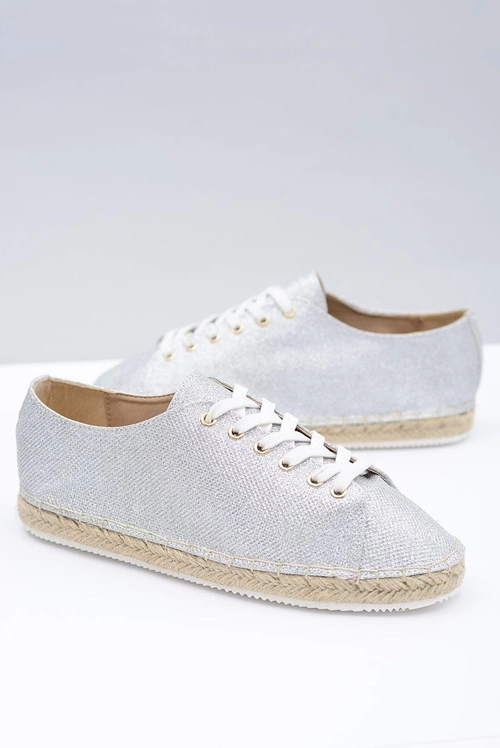Lu Boo | Srebrne Brokatowe Lniane Espadryle Fairy