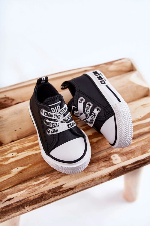 Dziecięce Skórzane Trampki BIG STAR KK374041 Czarno-Białe