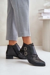 Skórzane Botki Na Niskim Obcasie Z Klamrami Maciejka 06696-01 Czarne