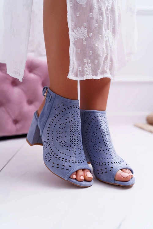 Damskie Sandały Na Słupku Peep Toe Błękitne Florina
