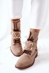 Botki Damskie Zamszowe Cappuccino Nicole 2676