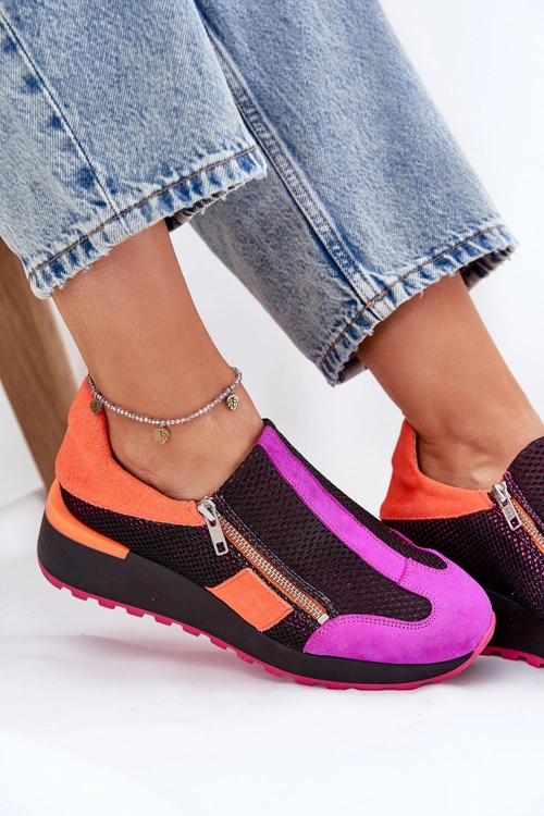 Skórzane Sneakersy Na Koturnie Maciejka 06853-15 Czarne