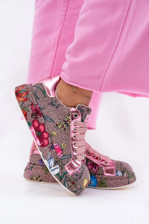 Wzorzyste Sneakersy Na Platformie Ze Zdobieniem GOE RR2N4002 Multikolor