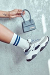 Damskie Sneakersy Buty Sportowe Big Star JJ274580 Biało-Niebieskie