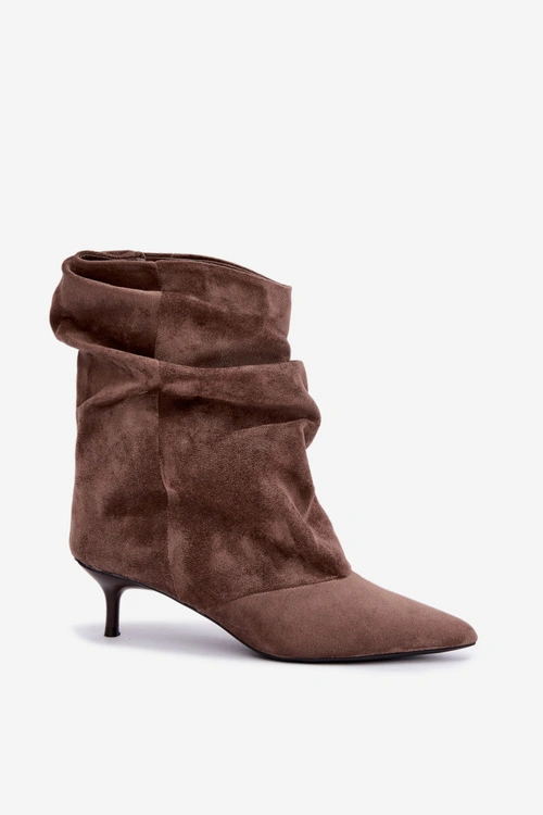 Wsuwane Botki Typu Slouchy Na Obcasie Khaki Farren