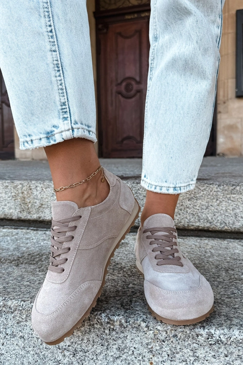 Sneakersy Barefoot Z Naturalnego Zamszu Zazoo N1422 Beżowe