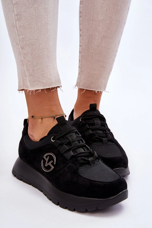 Damskie Buty Sportowe Na Platformie Czarne Aisha