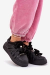 Eko Skórzane Sneakersy Na Platformie Czarne Penolle