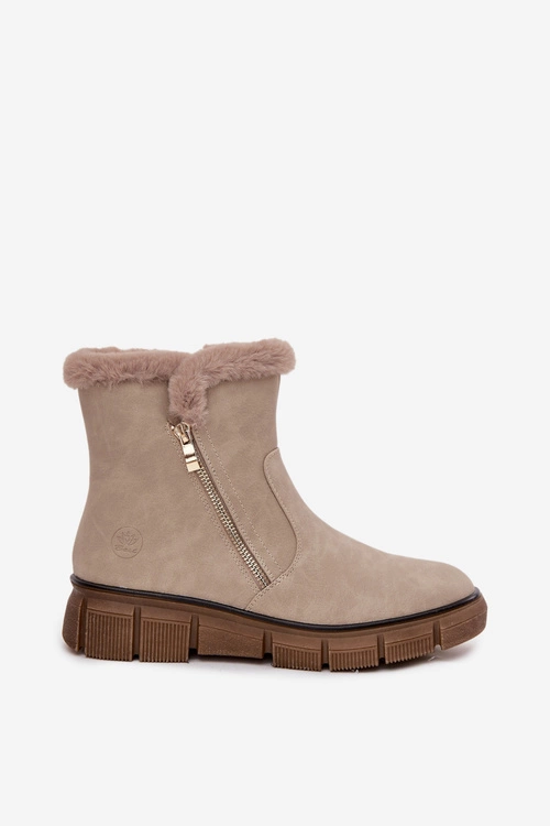 Śniegowce Damskie Na Platformie Z Futerkiem Beżowe Briselle
