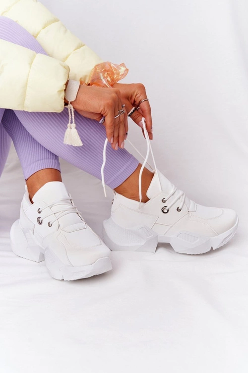 Damskie Sneakersy Na Masywnej Podeszwie Białe Bubbly
