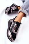 Skórzane Sportowe Buty Sneakersy Czarno Srebrne Minor