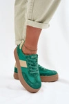 Zamszowe Sneakersy Damskie Big Star TT274163 Zielone