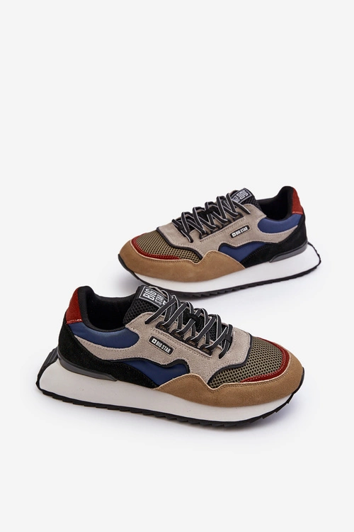 Sneakersy Męskie Big Star NN174320 Memory Foam System Beżowo-Niebieskie
