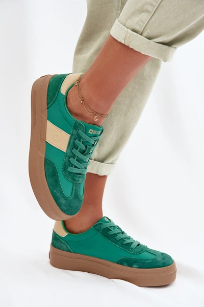 Zamszowe Sneakersy Damskie Big Star TT274163 Zielone