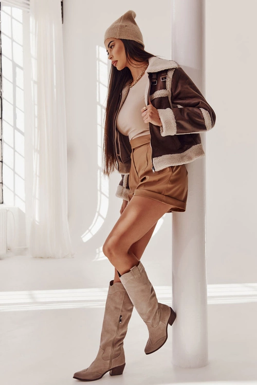 Damskie Kozaki Na Obcasie Lewski Shoes 3235 Cappucino